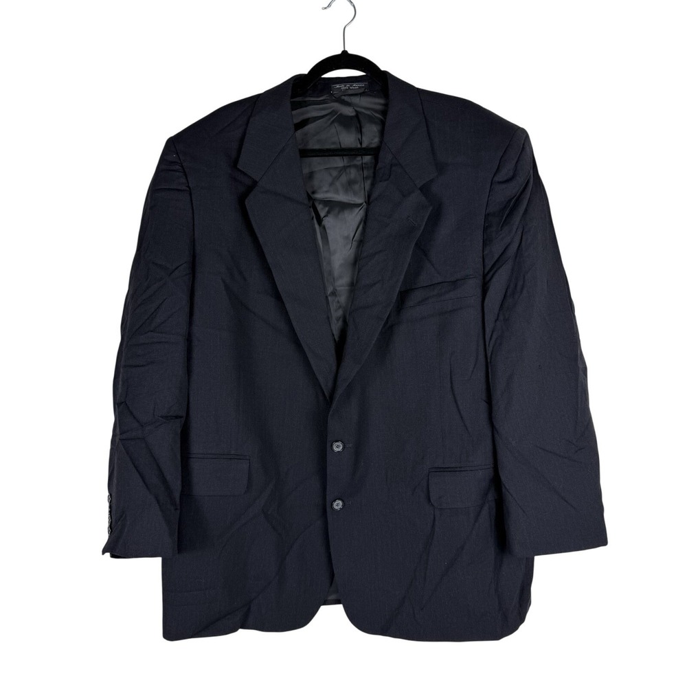 Hardy Amies Mens 50R Blazer Dark Gray Wool Two Button Sport Coat Single Breasted